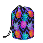 Neon EDM Zig Zag Pineapple Pattern Print Drawstring Makeup Bag