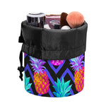 Neon EDM Zig Zag Pineapple Pattern Print Drawstring Makeup Bag