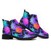 Neon EDM Zig Zag Pineapple Pattern Print Flat Ankle Boots