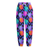 Neon EDM Zig Zag Pineapple Pattern Print Fleece Lined Knit Pants