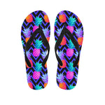Neon EDM Zig Zag Pineapple Pattern Print Flip Flops