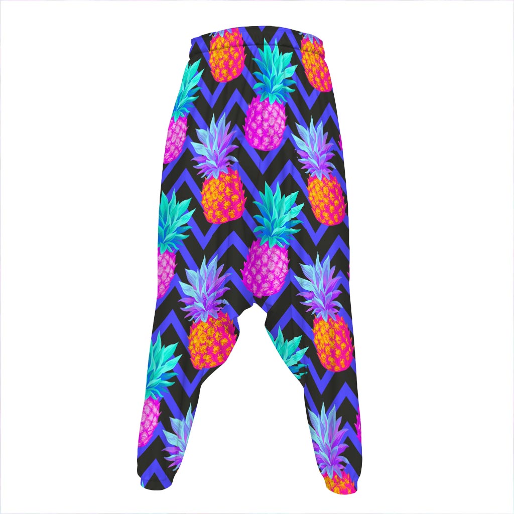 Neon EDM Zig Zag Pineapple Pattern Print Hammer Pants