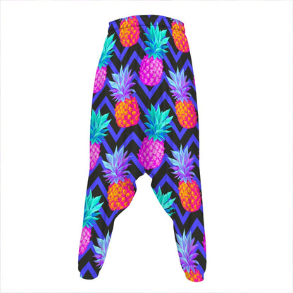 Neon EDM Zig Zag Pineapple Pattern Print Hammer Pants