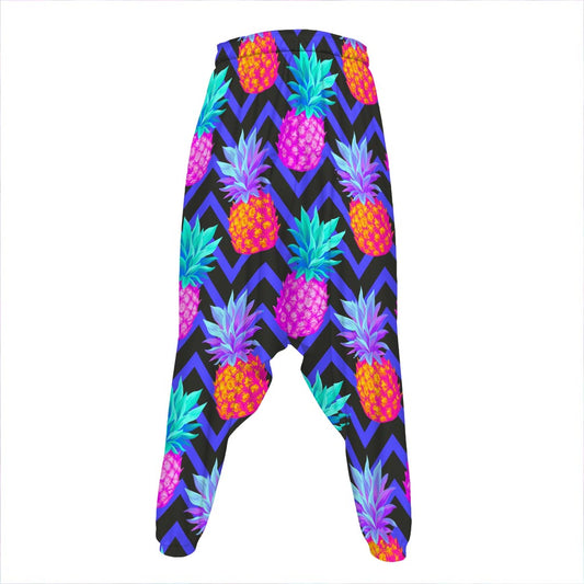 Neon EDM Zig Zag Pineapple Pattern Print Hammer Pants