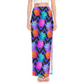 Neon EDM Zig Zag Pineapple Pattern Print High Slit Maxi Skirt