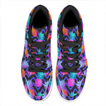 Neon EDM Zig Zag Pineapple Pattern Print High Top Leather Sneakers