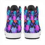 Neon EDM Zig Zag Pineapple Pattern Print High Top Leather Sneakers