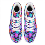 Neon EDM Zig Zag Pineapple Pattern Print High Top Leather Sneakers