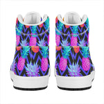 Neon EDM Zig Zag Pineapple Pattern Print High Top Leather Sneakers