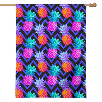 Neon EDM Zig Zag Pineapple Pattern Print House Flag