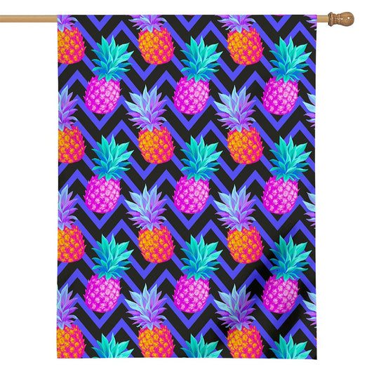 Neon EDM Zig Zag Pineapple Pattern Print House Flag