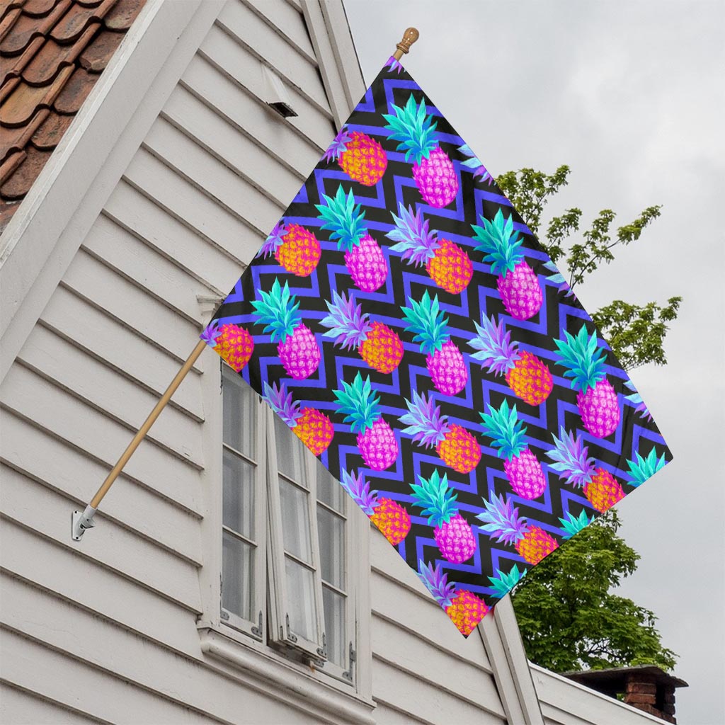Neon EDM Zig Zag Pineapple Pattern Print House Flag