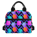 Neon EDM Zig Zag Pineapple Pattern Print Insulated Lunch Bag