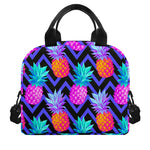 Neon EDM Zig Zag Pineapple Pattern Print Insulated Lunch Bag