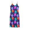 Neon EDM Zig Zag Pineapple Pattern Print Jersey Midi Cami Dress