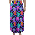 Neon EDM Zig Zag Pineapple Pattern Print Lantern Pants