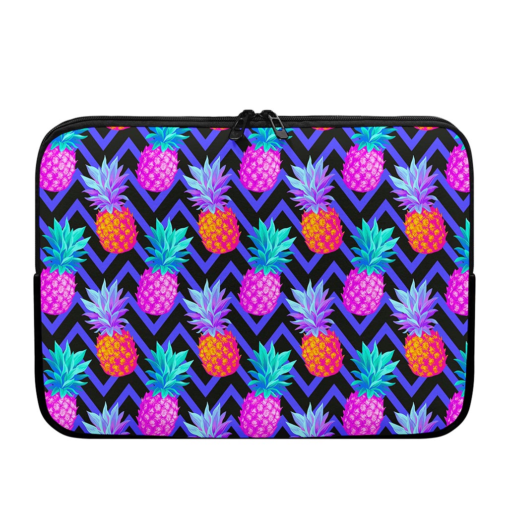 Neon EDM Zig Zag Pineapple Pattern Print Laptop Sleeve