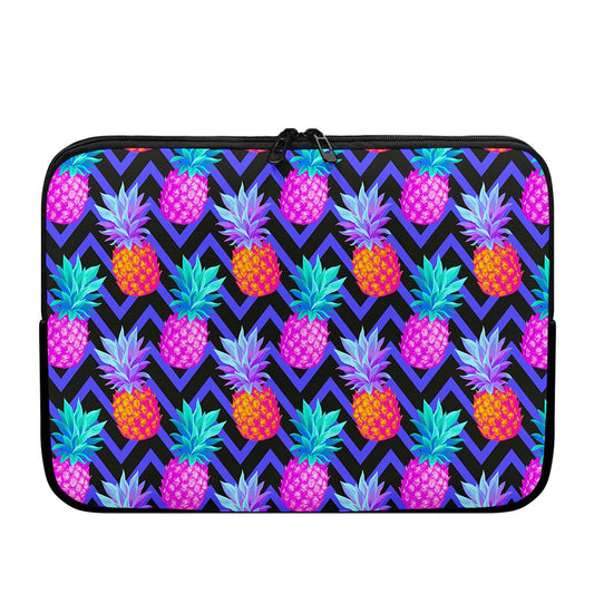 Neon EDM Zig Zag Pineapple Pattern Print Laptop Sleeve
