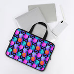 Neon EDM Zig Zag Pineapple Pattern Print Laptop Sleeve With Handle
