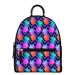 Neon EDM Zig Zag Pineapple Pattern Print Leather Backpack