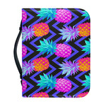 Neon EDM Zig Zag Pineapple Pattern Print Leather Bible Cover