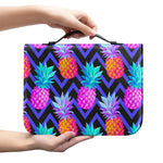 Neon EDM Zig Zag Pineapple Pattern Print Leather Bible Cover