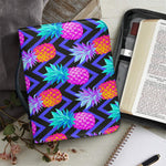 Neon EDM Zig Zag Pineapple Pattern Print Leather Bible Cover