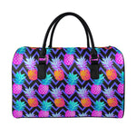 Neon EDM Zig Zag Pineapple Pattern Print Leather Duffle Bag