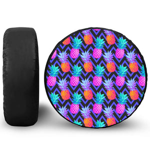 Neon EDM Zig Zag Pineapple Pattern Print Leather Spare Tire Cover