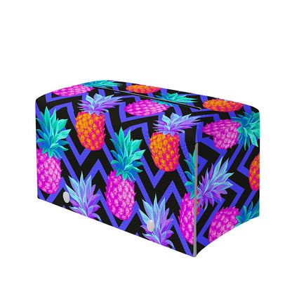 Neon EDM Zig Zag Pineapple Pattern Print Leather Tissue Box Cover
