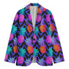 Neon EDM Zig Zag Pineapple Pattern Print Men's Blazer