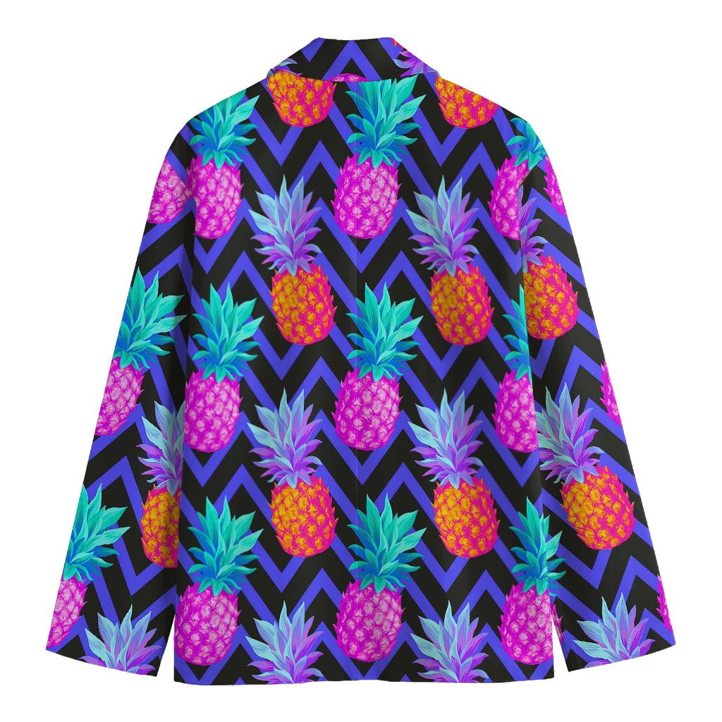 Neon EDM Zig Zag Pineapple Pattern Print Men's Blazer