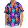 Neon EDM Zig Zag Pineapple Pattern Print Men's Deep V-Neck Shirt