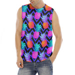 Neon EDM Zig Zag Pineapple Pattern Print Men's Fitness Tank Top