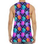 Neon EDM Zig Zag Pineapple Pattern Print Men's Muscle Tank Top
