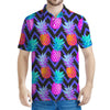 Neon EDM Zig Zag Pineapple Pattern Print Men's Polo Shirt