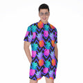 Neon EDM Zig Zag Pineapple Pattern Print Men's Romper