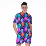 Neon EDM Zig Zag Pineapple Pattern Print Men's Rompers