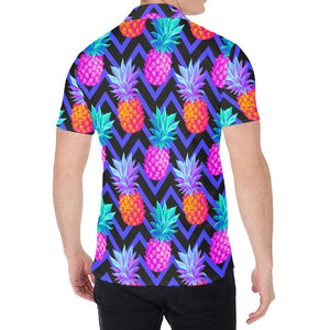 Neon EDM Zig Zag Pineapple Pattern Print Men's Shirt