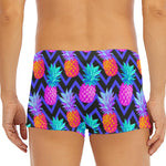 Neon EDM Zig Zag Pineapple Pattern Print Men's Short Boxer Briefs