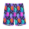 Neon EDM Zig Zag Pineapple Pattern Print Men's Athletic Shorts