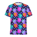 Neon EDM Zig Zag Pineapple Pattern Print Men's Athletic T-Shirt