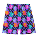 Neon EDM Zig Zag Pineapple Pattern Print Men's Swim Trunks