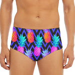 Neon EDM Zig Zag Pineapple Pattern Print Men's Triangle Swim Briefs