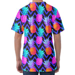 Neon EDM Zig Zag Pineapple Pattern Print Men's Velvet T-Shirt