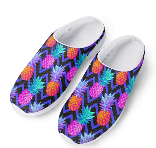 Neon EDM Zig Zag Pineapple Pattern Print Mesh Casual Shoes