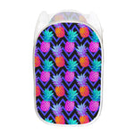 Neon EDM Zig Zag Pineapple Pattern Print Mesh Laundry Hamper