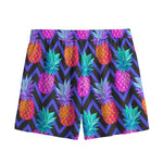 Neon EDM Zig Zag Pineapple Pattern Print Mesh Shorts