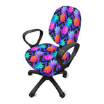 Neon EDM Zig Zag Pineapple Pattern Print Office Chair Cover