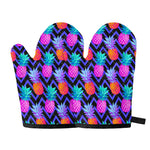 Neon EDM Zig Zag Pineapple Pattern Print Oven Mitts